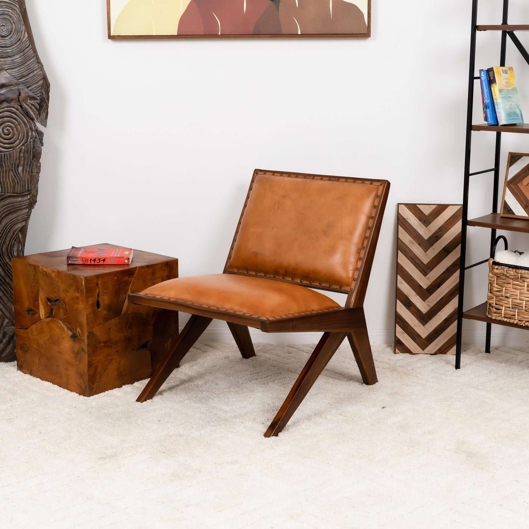 Colin Tan Leather Lounge Chair Image 6