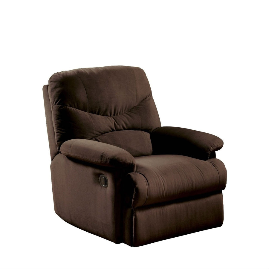 Comfortable Recliner Chair in Chocolate Brown Microfiber Upholstery Image 1