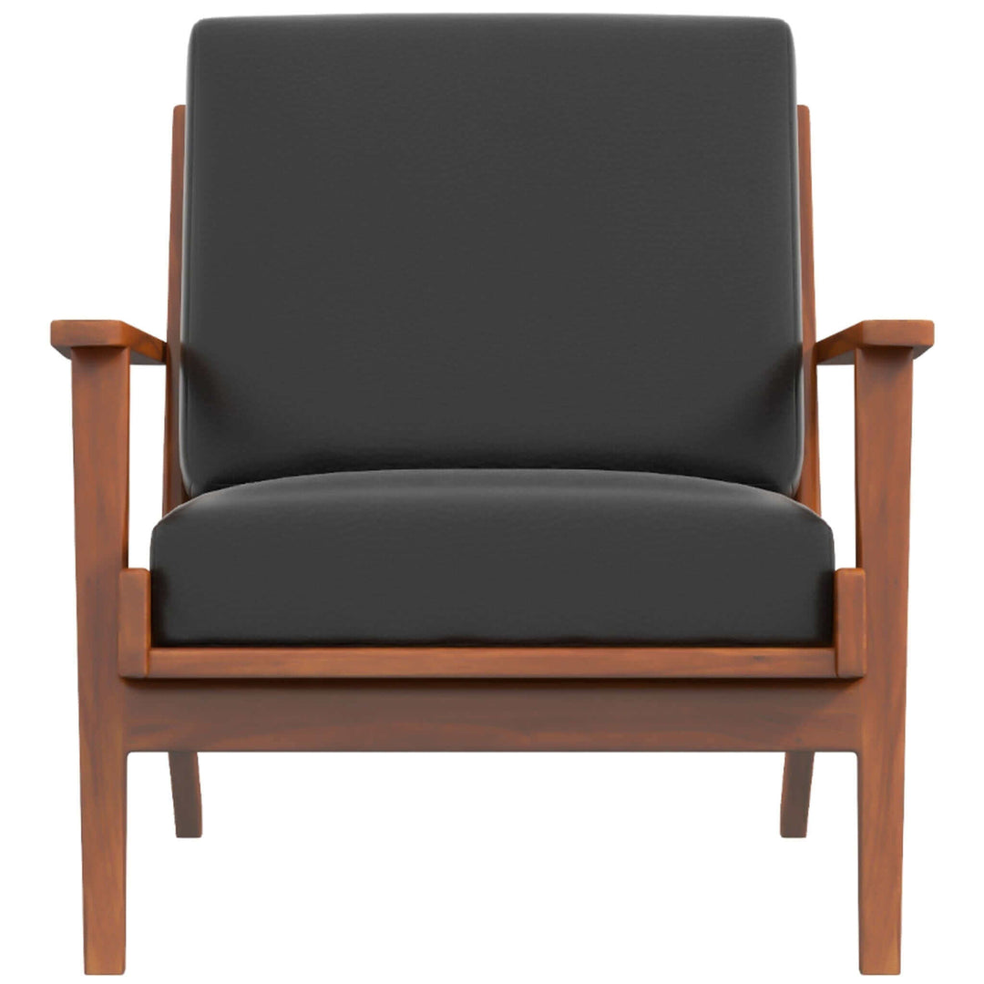 Connor Solid Wood Genuine Leather Lounge Chair Image 1