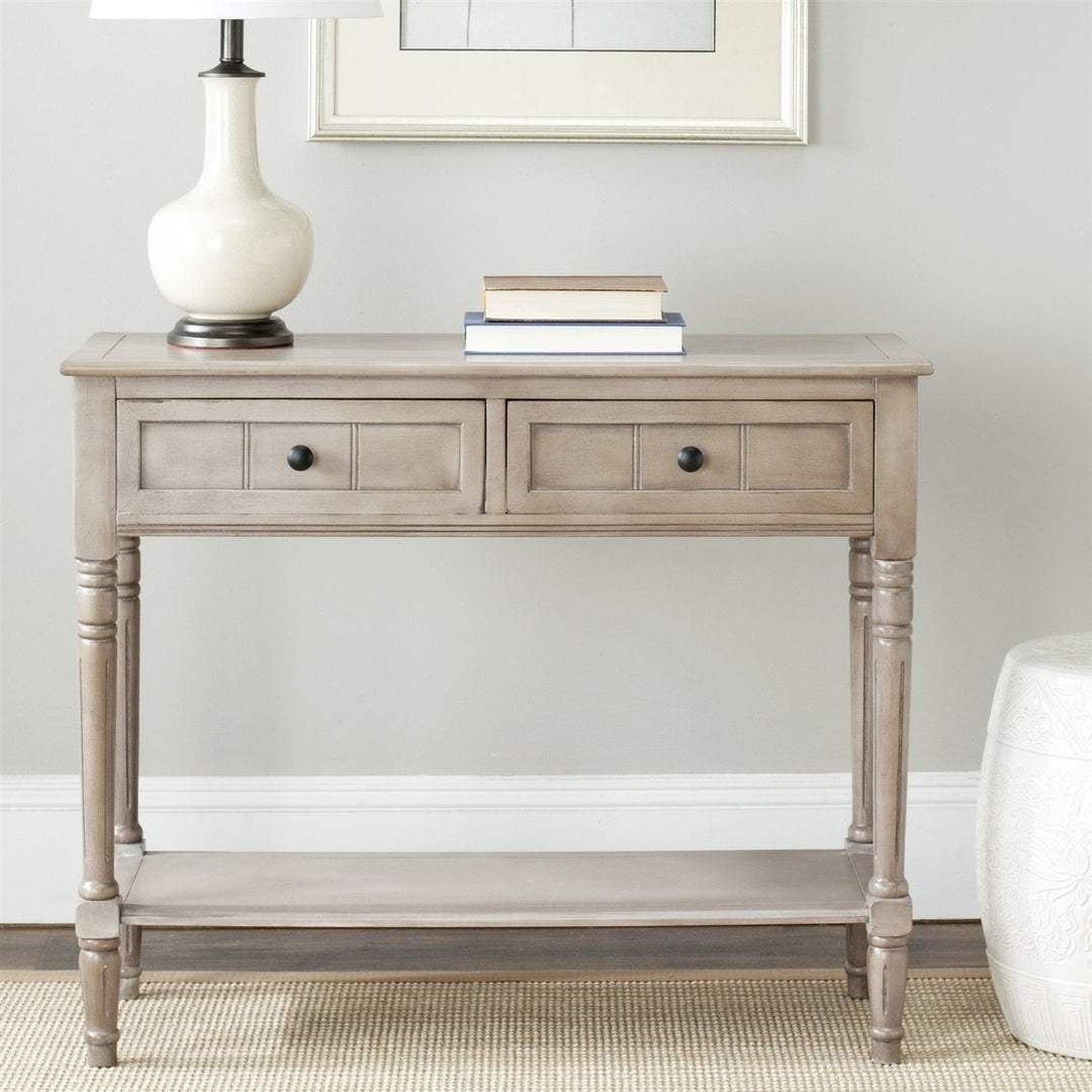 Console Accent Table Traditional Style Sofa Table in Distressed Cream Image 3