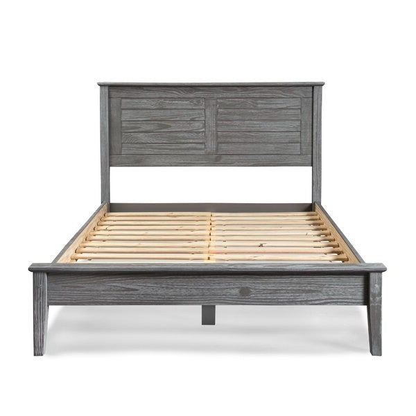 Contemporary Grey Solid Pine Platform Bed in Queen Size Image 2