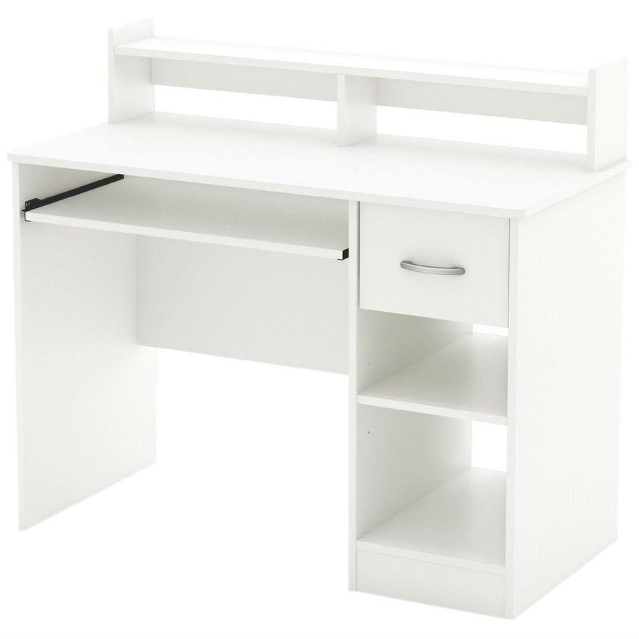 Contemporary Home Office Computer Desk in White Wood Finish Image 1