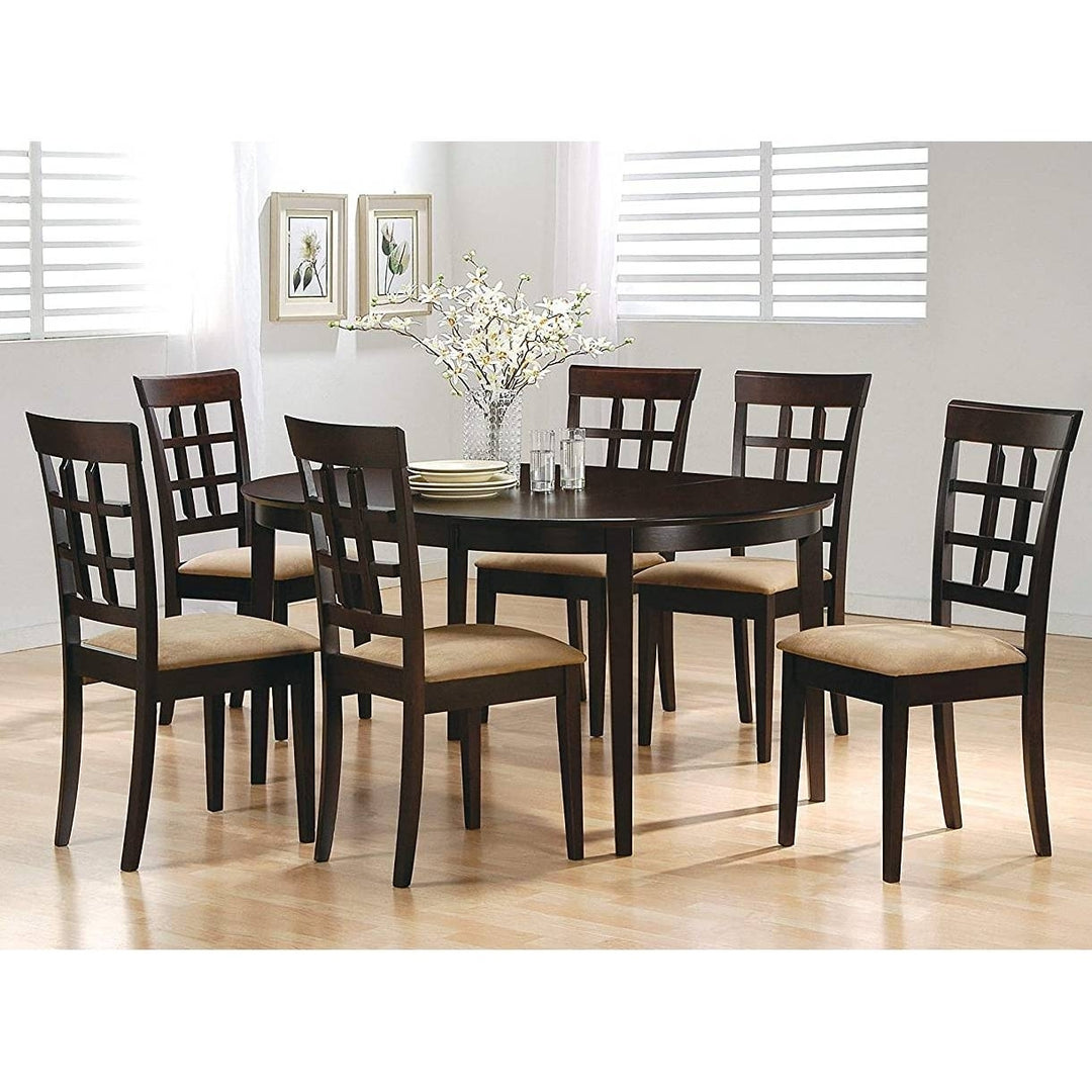 Contemporary Oval Dining Table in Dark Brown Cappuccino Wood Finish Image 3