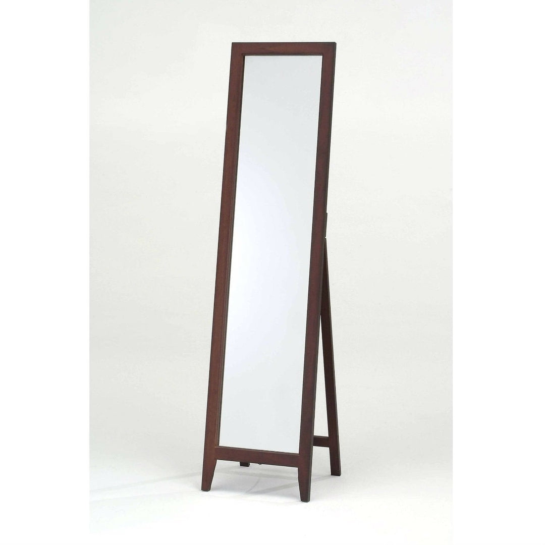 Contemporary Solid Wood Floor Mirror in Walnut Finish Image 1