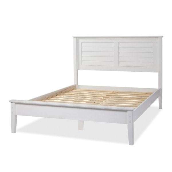 Contemporary White Solid Pine Platform Bed in Queen Size Image 1