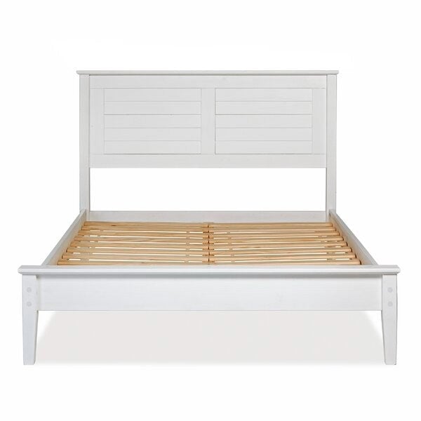 Contemporary White Solid Pine Platform Bed in Queen Size Image 2