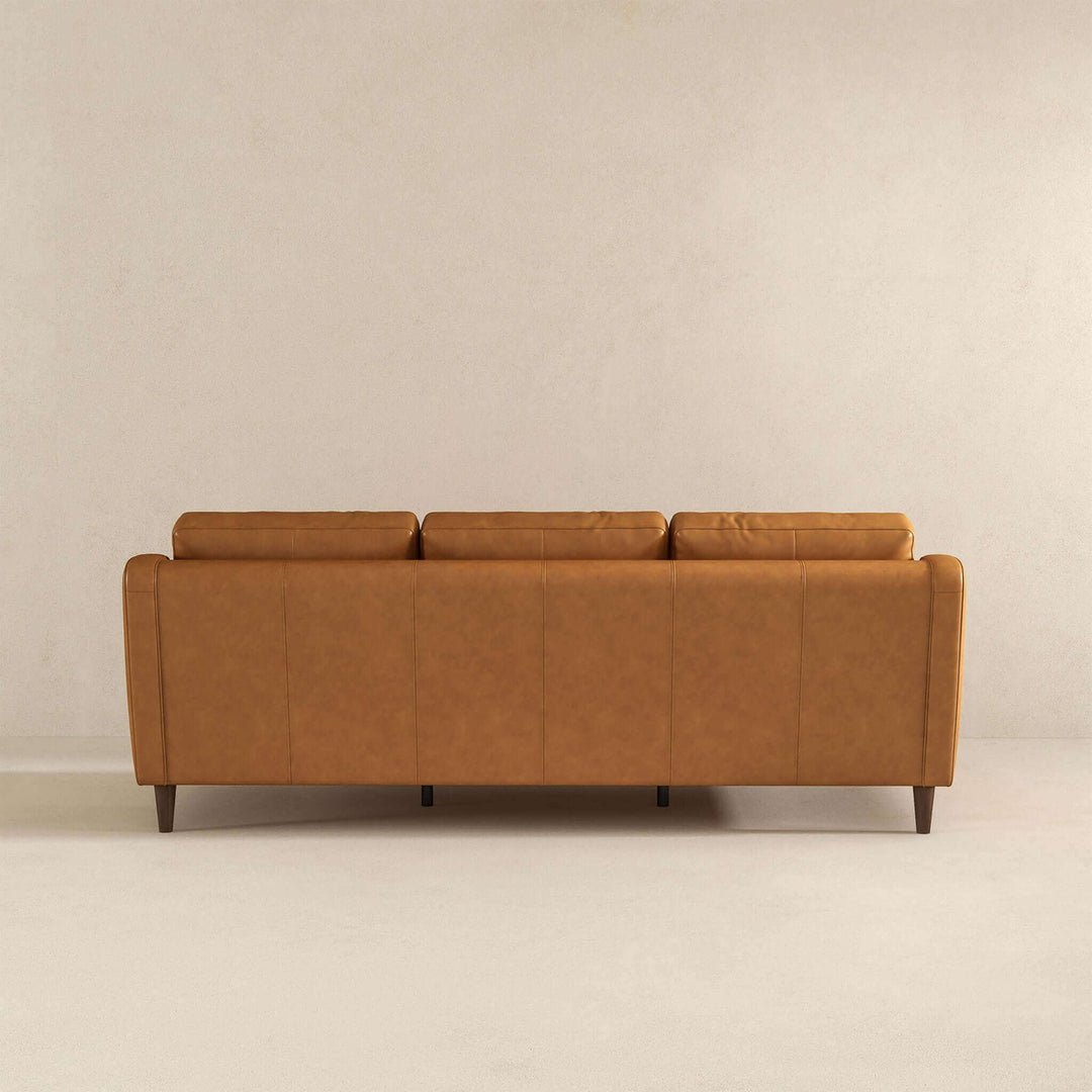 Cooper Mid Century Modern Tan Leather Sofa Image 6