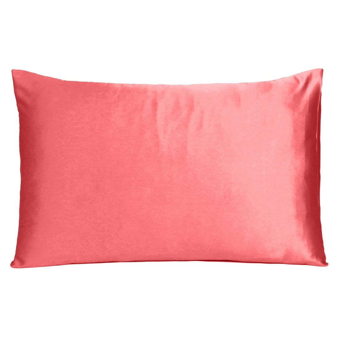 Coral Dreamy Set Of 2 Silky Satin King Pillowcases Image 3