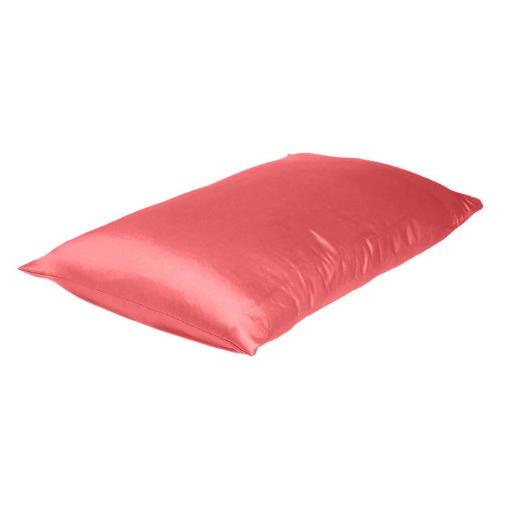 Coral Dreamy Set Of 2 Silky Satin King Pillowcases Image 4