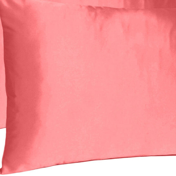 Coral Dreamy Set Of 2 Silky Satin King Pillowcases Image 8