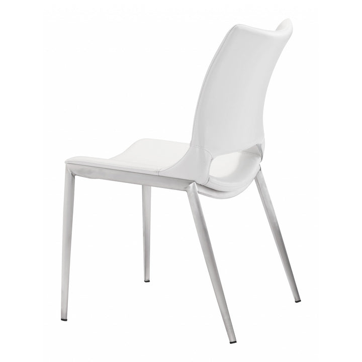 Cradle White Faux Leather Side or Dining Chairs Set of 2 Image 6