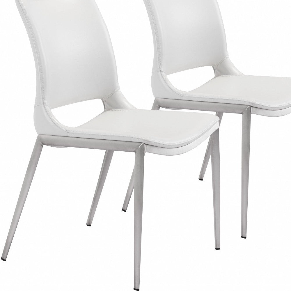 Cradle White Faux Leather Side or Dining Chairs Set of 2 Image 11