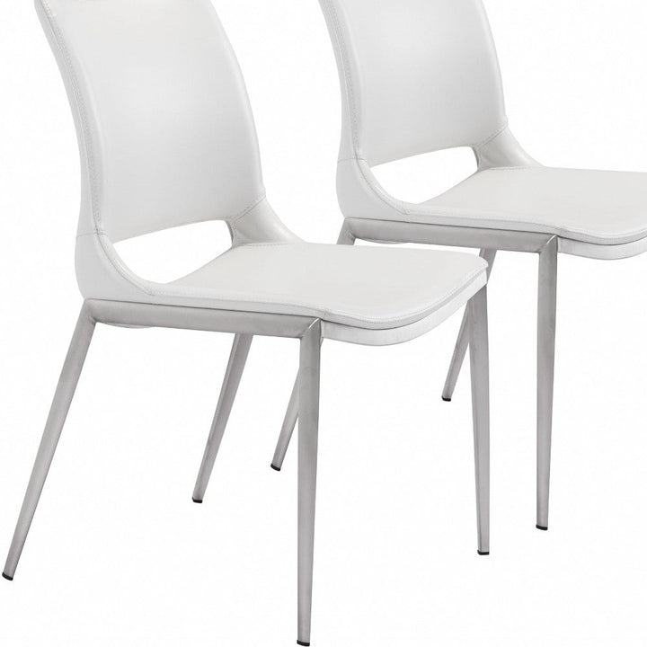 Cradle White Faux Leather Side or Dining Chairs Set of 2 Image 11