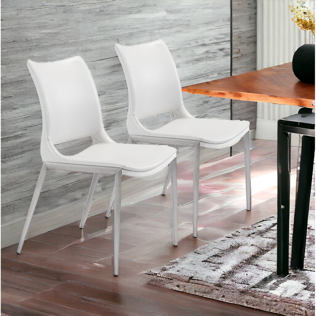 Cradle White Faux Leather Side or Dining Chairs Set of 2 Image 12