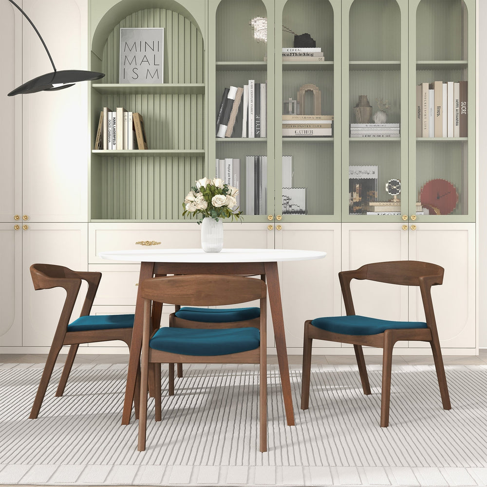 Dakota Solid Wood Blue Velvet Dining Chair (Set Of 2) Image 2