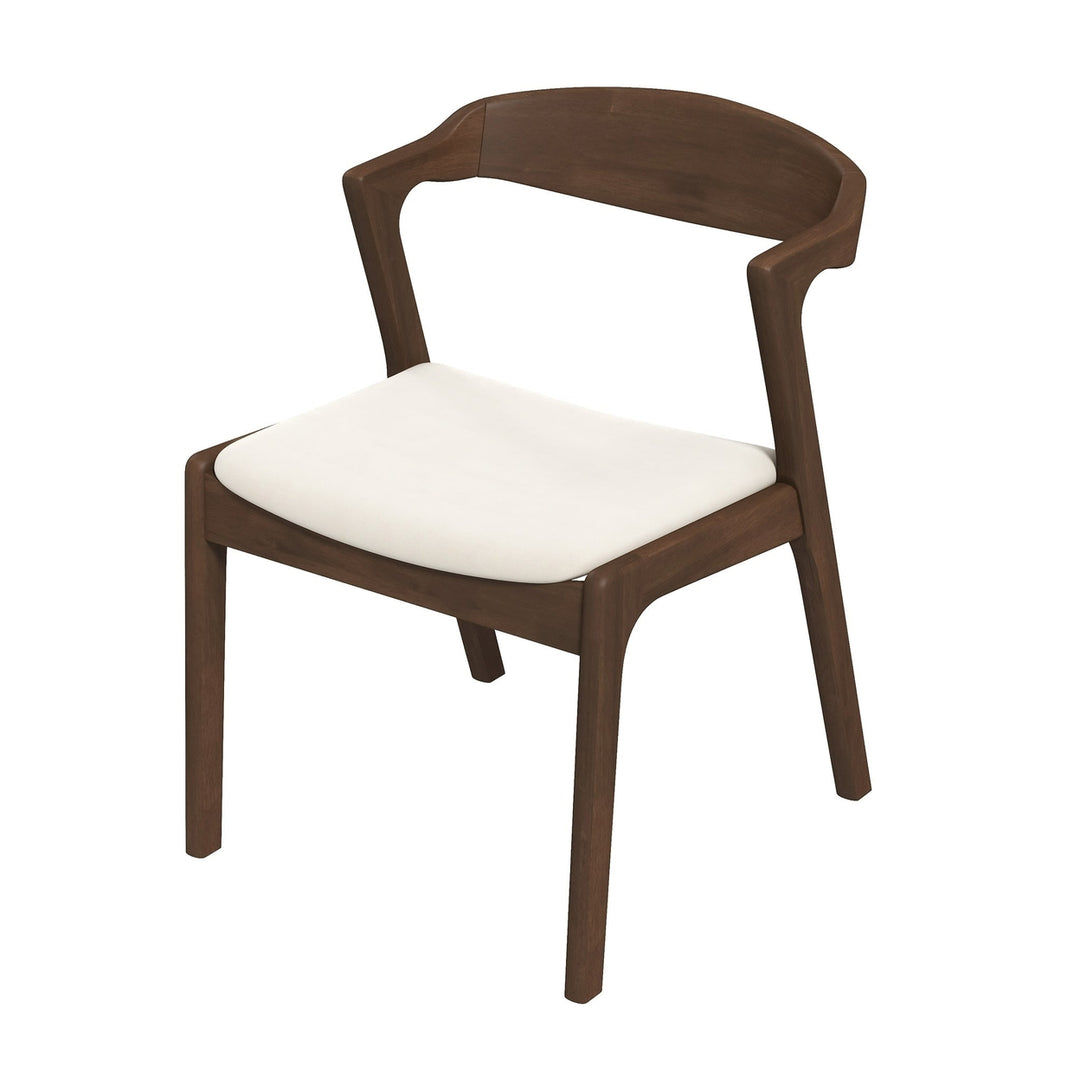 Dakota Solid Wood Cream Velvet Dining Chair (Set Of 2) Image 7