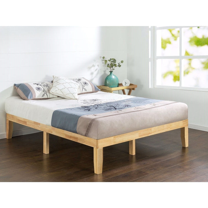 King size Solid Wood Platform Bed Frame in Natural Finish Image 1