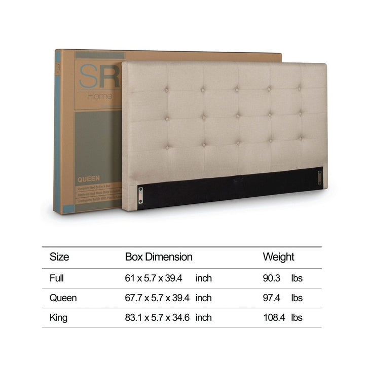 King size Upholstered Platform Bed Frame with Button Tufted Headboard in Taupe Image 3