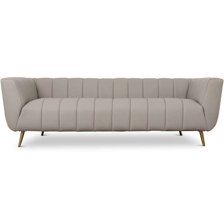 LaMattina Genuine Italian Grey Leather Channel Tufted Sofa Image 7