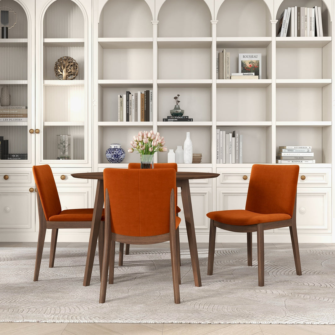 Laura Burnt Orange Velvet Solid Wood Dining Chair (Set Of 2) Image 2