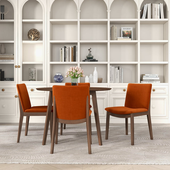 Laura Burnt Orange Velvet Solid Wood Dining Chair (Set Of 2) Image 2