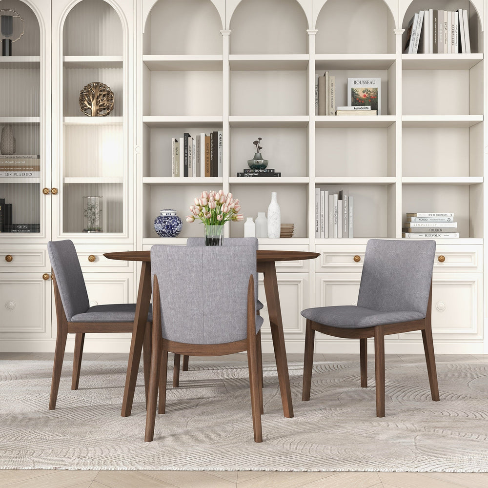 Laura Light Grey Linen Solid Wood Dining Chair (Set Of 2) Image 2