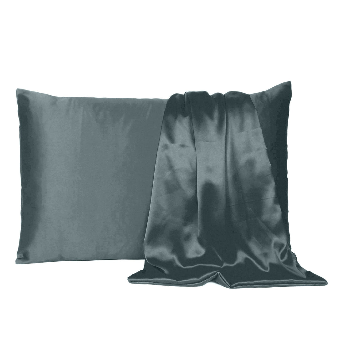 Gray Dreamy Set Of 2 Silky Satin King Pillowcases Image 2