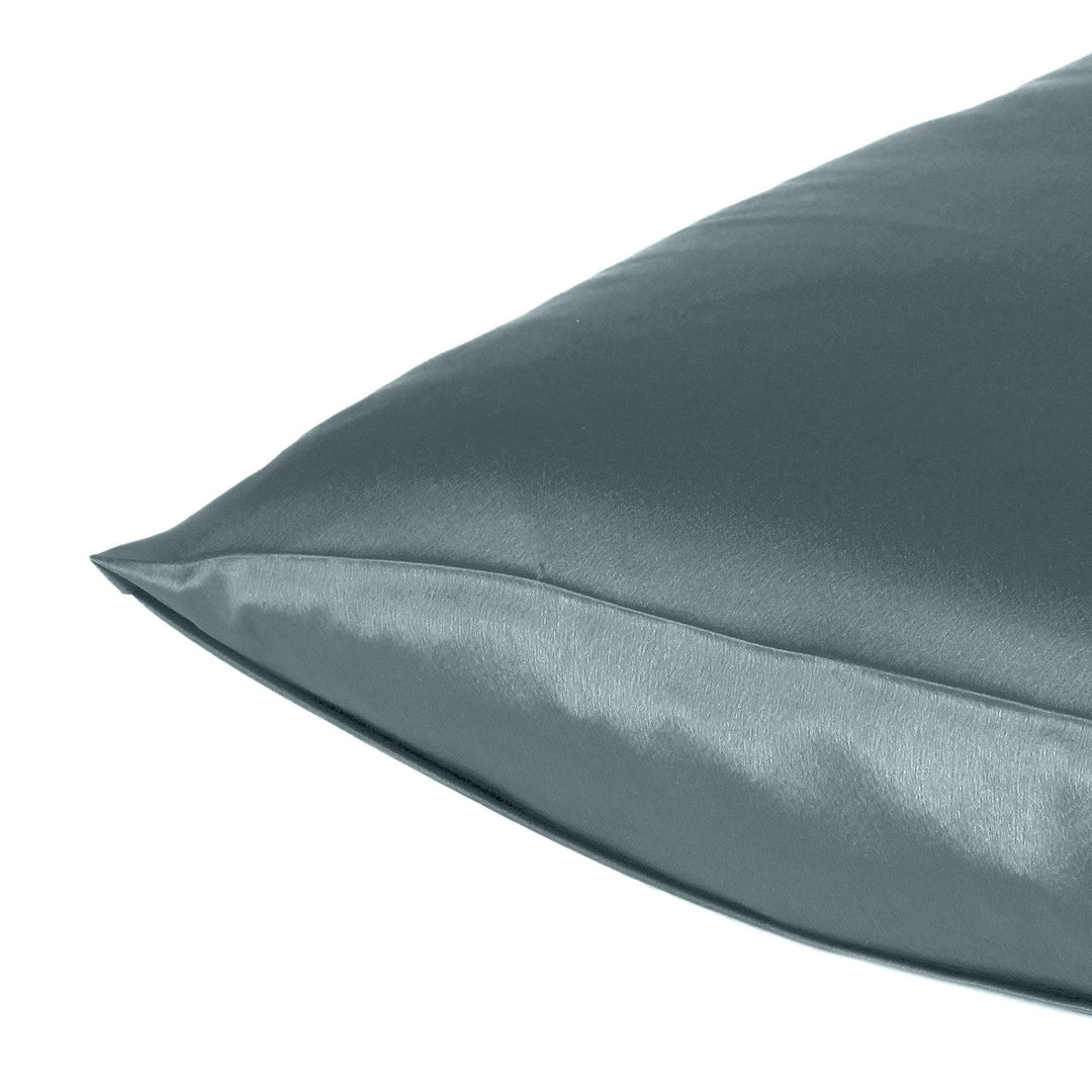 Gray Dreamy Set Of 2 Silky Satin King Pillowcases Image 5