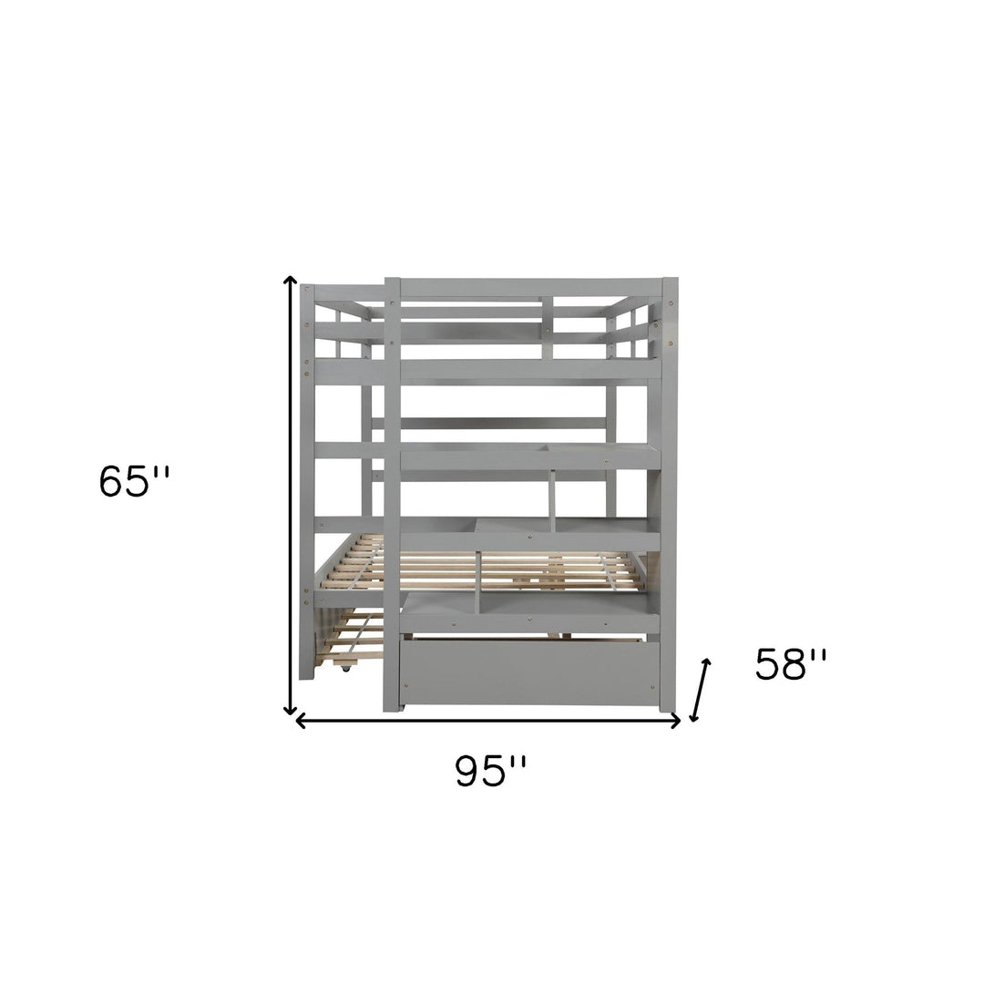 Gray Full Over Full Contemporary Bunk Bed With Stairs Image 10