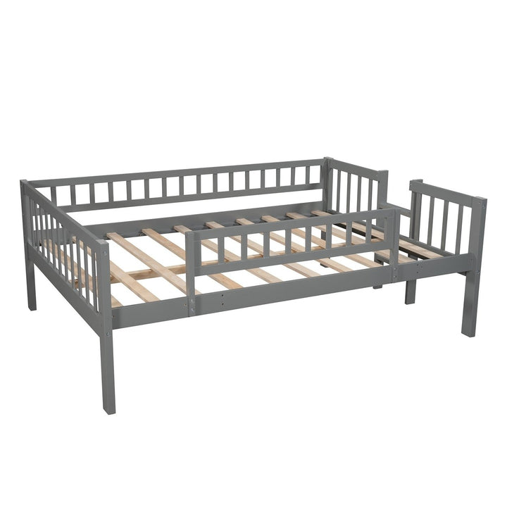 Gray Full Over Full Over Full Contemporary Bunk Bed With Slide Image 8