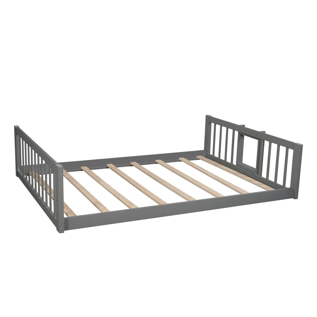 Gray Full Over Full Over Full Contemporary Bunk Bed With Slide Image 9