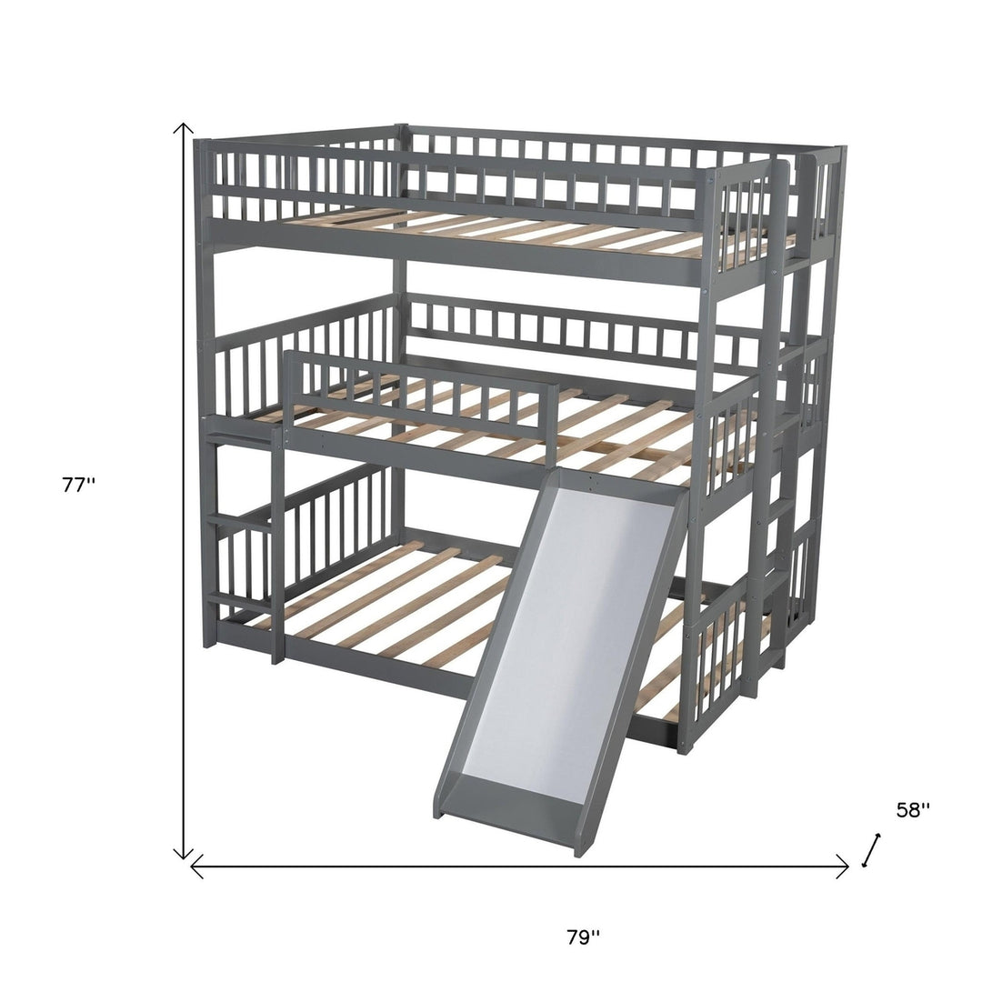 Gray Full Over Full Over Full Contemporary Bunk Bed With Slide Image 10