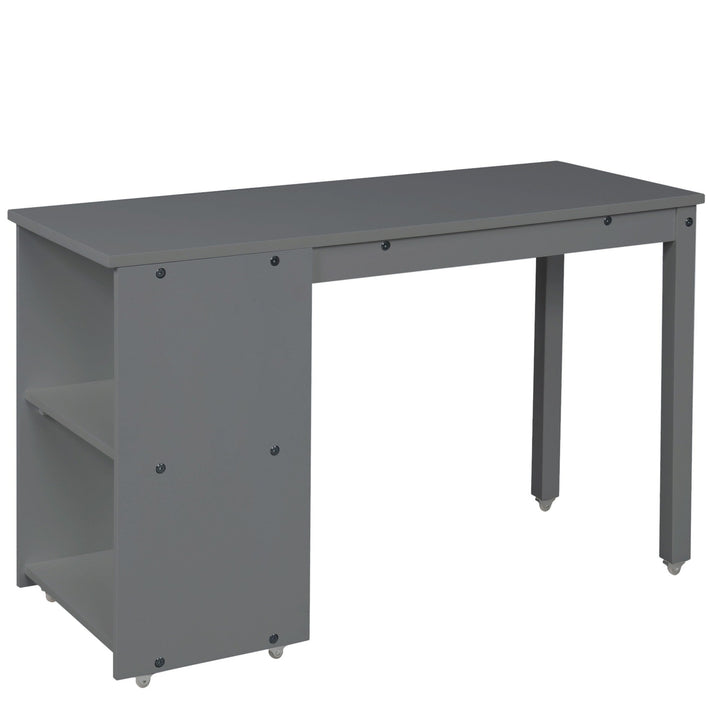 Gray Low Twin Loft Bed With Cabinet and Desk Image 8