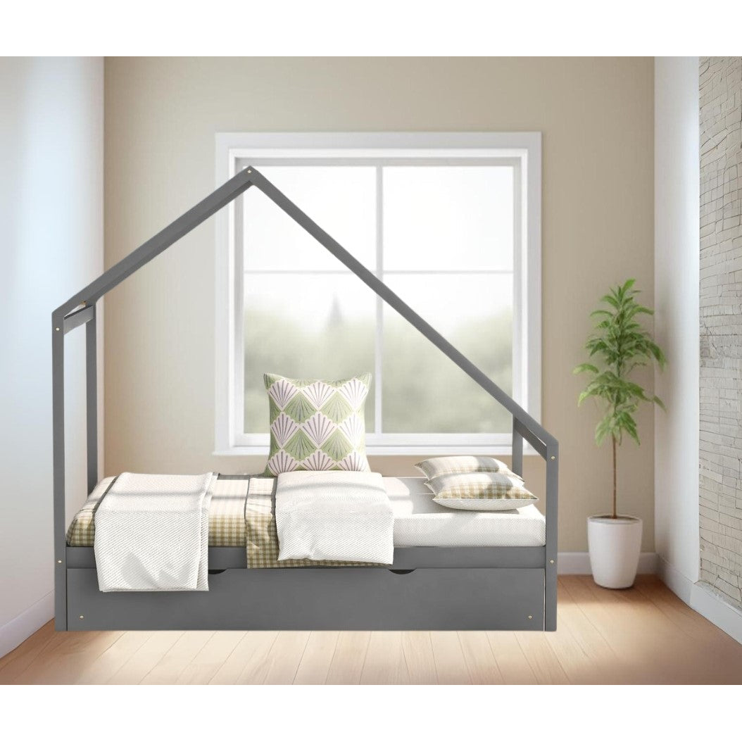 Gray Solid and Manufactured Wood Bed with Trundle Image 11