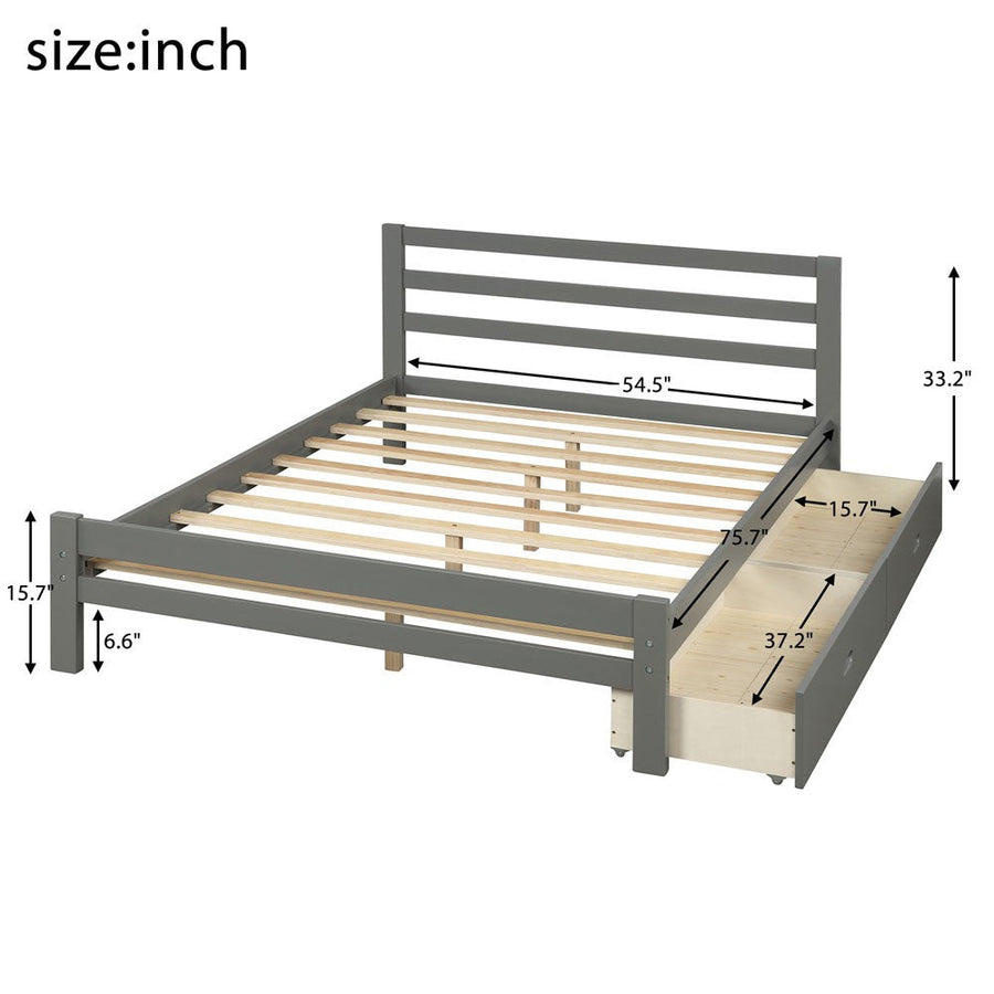 Gray Solid and Manufactured Wood Full Bed Image 1