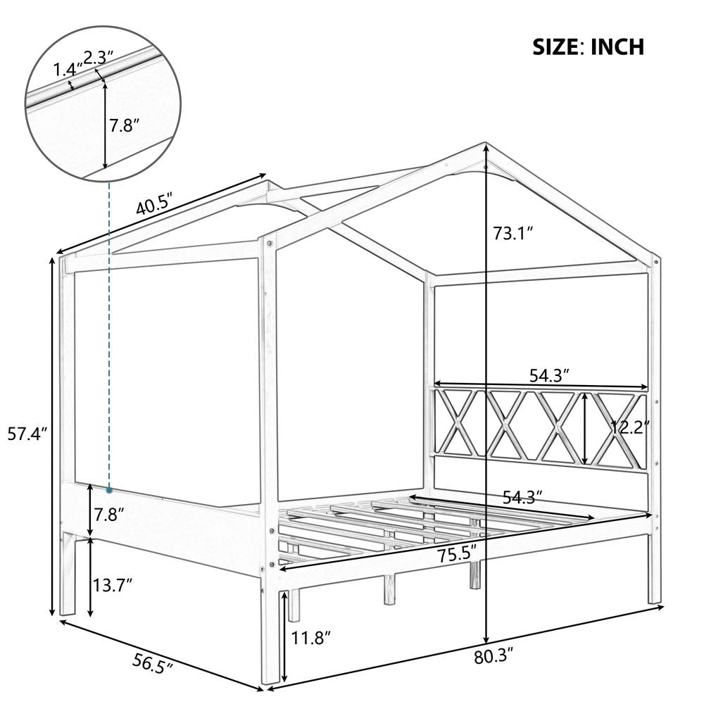 Gray Solid and Manufactured Wood Full Four Poster Image 1