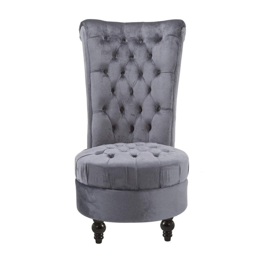 Gray Tufted High Back Plush Velvet Upholstered Accent Low Profile Chair Image 2