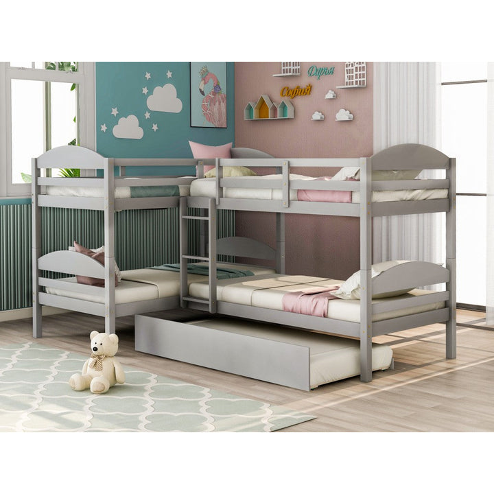 Gray Twin Contemporary Manufactured Wood and Solid Wood Bunk Bed Image 1