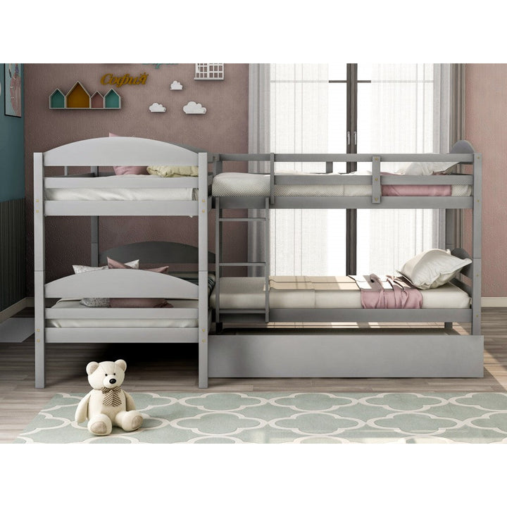 Gray Twin Contemporary Manufactured Wood and Solid Wood Bunk Bed Image 2