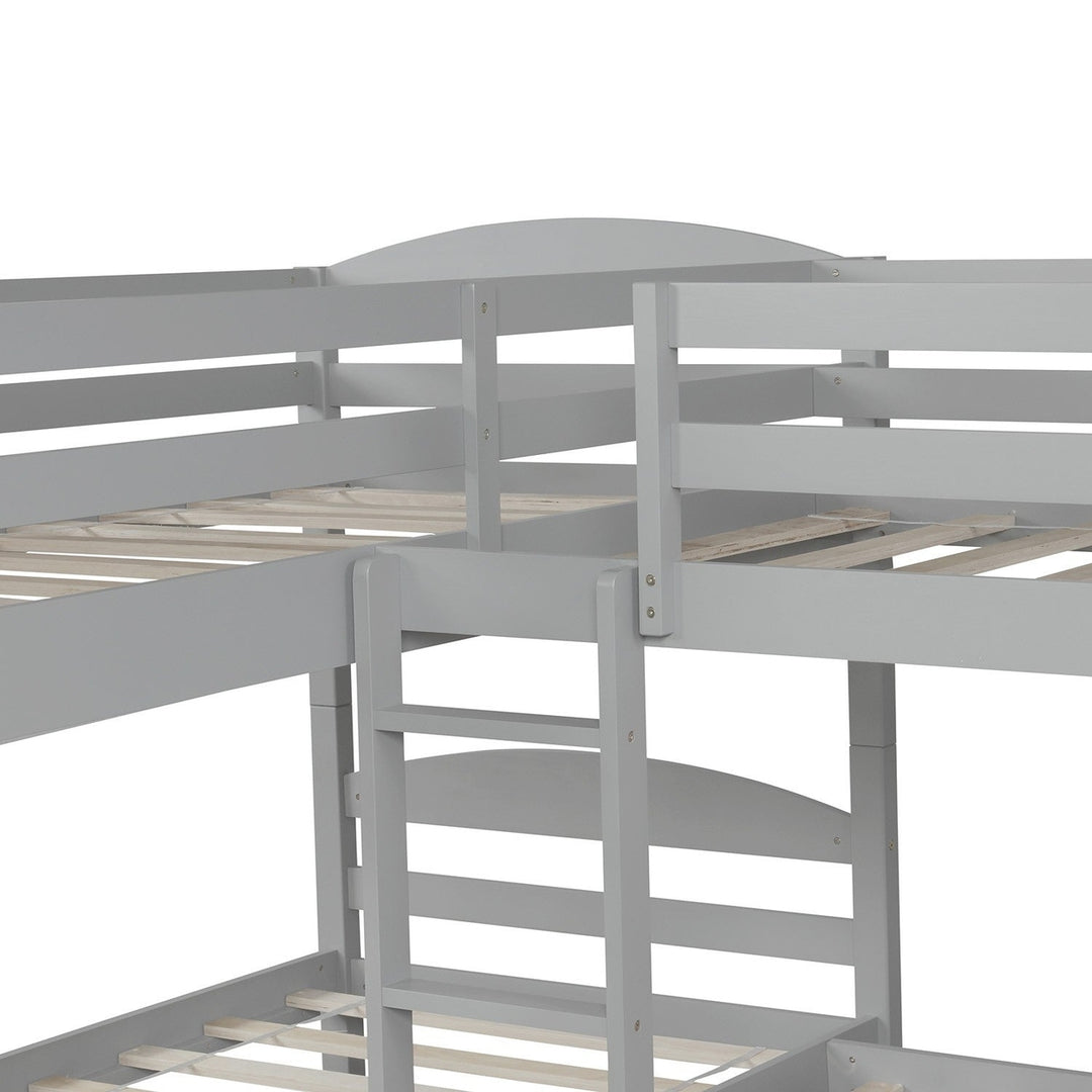 Gray Twin Contemporary Manufactured Wood and Solid Wood Bunk Bed Image 3