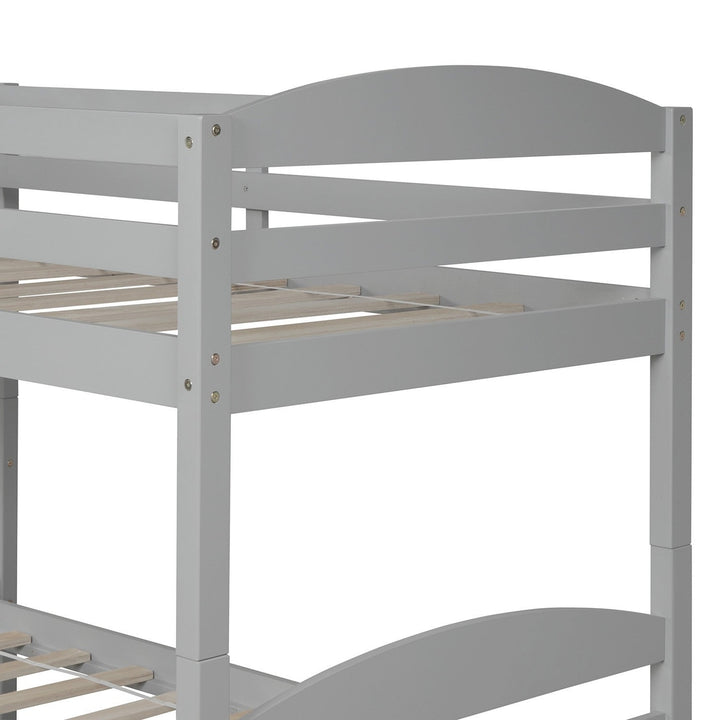 Gray Twin Contemporary Manufactured Wood and Solid Wood Bunk Bed Image 4