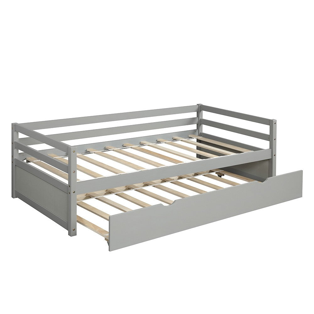 Gray Twin Bed with Trundle Image 3