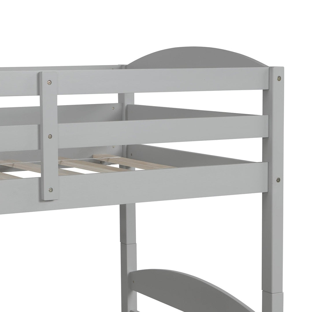 Gray Twin Contemporary Manufactured Wood and Solid Wood Bunk Bed Image 5