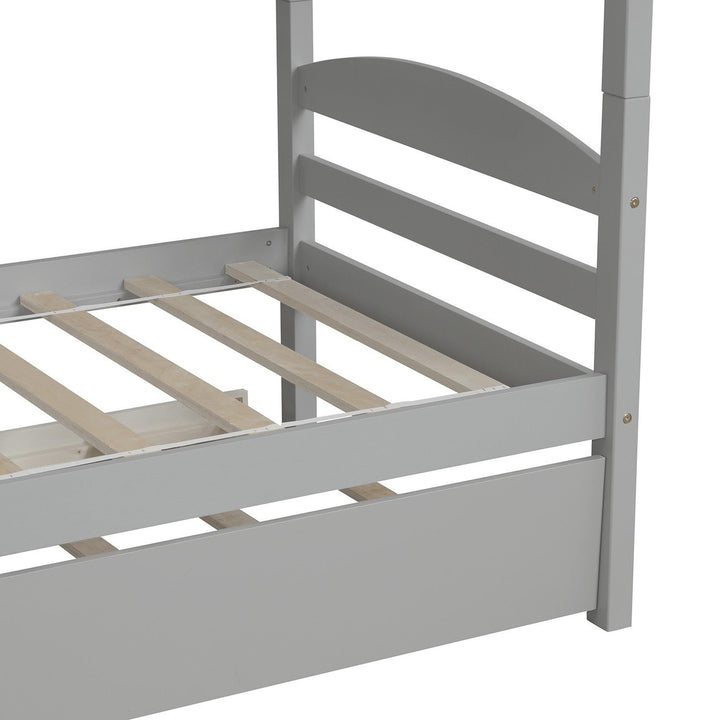 Gray Twin Contemporary Manufactured Wood and Solid Wood Bunk Bed Image 6