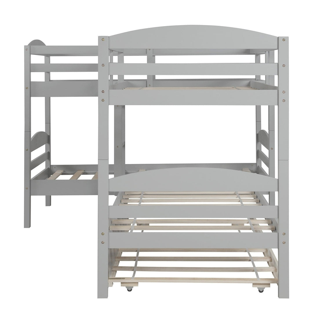 Gray Twin Contemporary Manufactured Wood and Solid Wood Bunk Bed Image 7