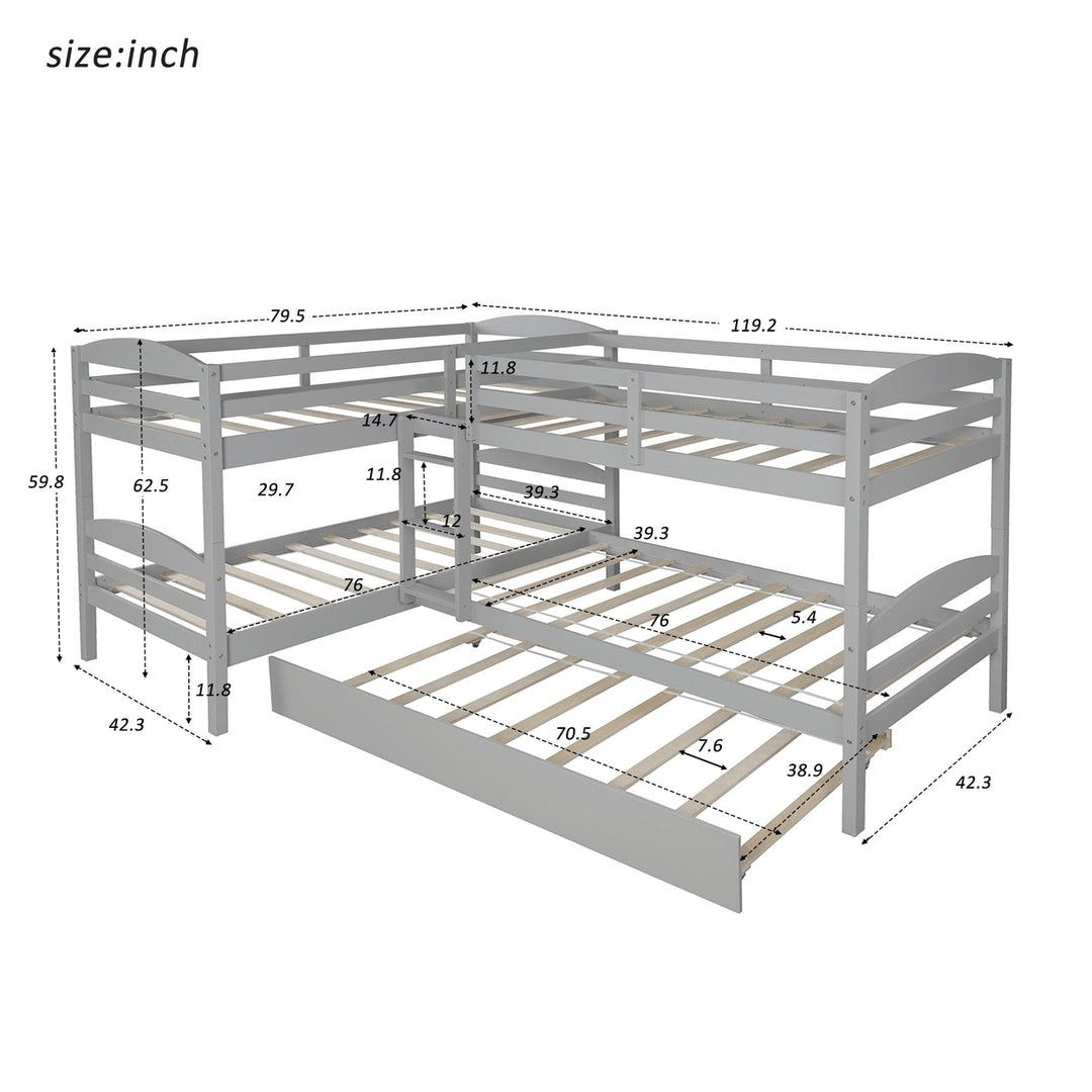 Gray Twin Contemporary Manufactured Wood and Solid Wood Bunk Bed Image 8