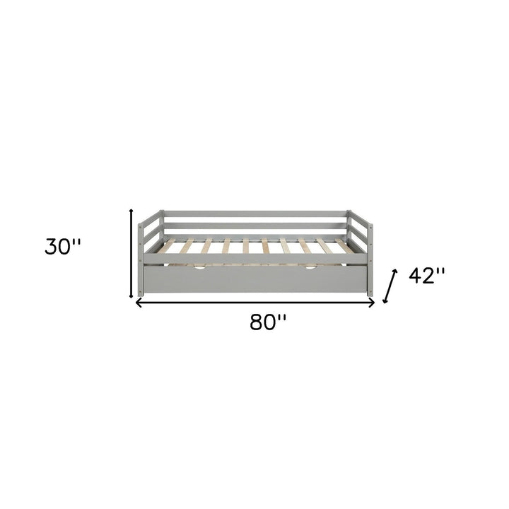 Gray Twin Bed with Trundle Image 6