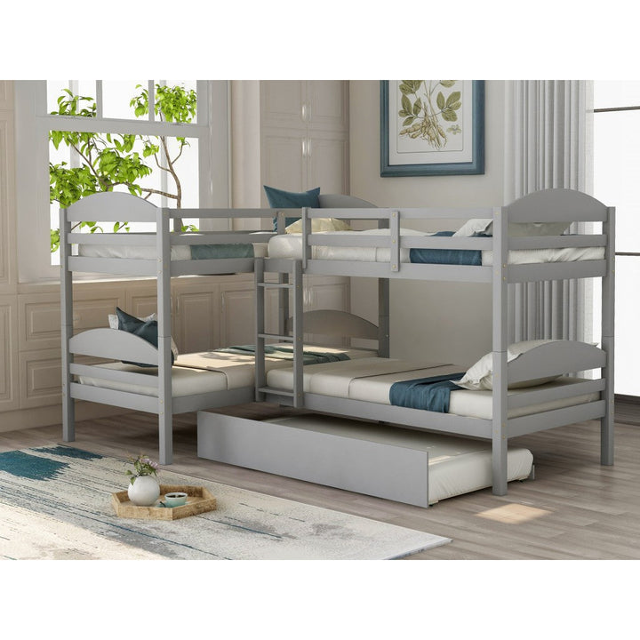 Gray Twin Contemporary Manufactured Wood and Solid Wood Bunk Bed Image 9