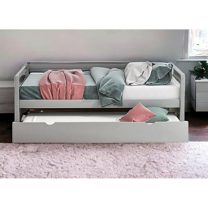 Gray Twin Bed with Trundle Image 8