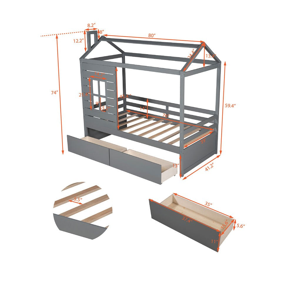 Gray Twin Four Poster Image 1